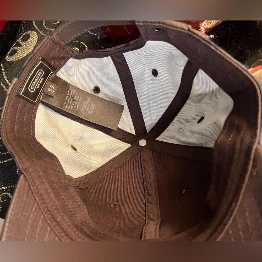 Coach Camo and Brown Leather Baseball Cap - Picture 5 of 8